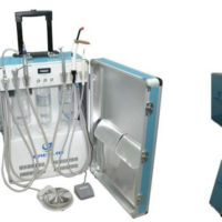 Deluxe Portable Dental Delivery Turbine Unit with 6 Holder Air Compressor Suitable Case and Handpiece Tubing GU-P206