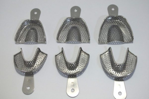 Full Stainless Steel Dental Impression Trays Dentist Instrument Perforated Units Pack of 6 SK-TR02
