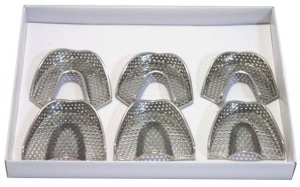Full Stainless Steel Dental Impression Trays Dentist Instrument Perforated Units Pack of 6 SK-TR02