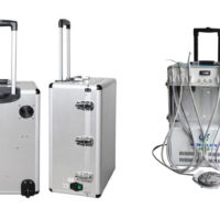 Deluxe Portable Dental Delivery Turbine Unit with 6 Holder Air Compressor Suitable Case and Handpiece Tubing GU-P206