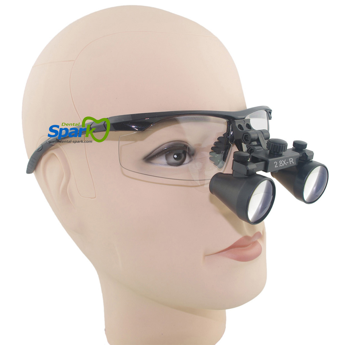2.8 x Magnification Professional Dental Loupes by Spark Black BP Sports Frame and Adjustable Pupil Distance Model #SM2.8