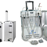 Deluxe Portable Dental Delivery Turbine Unit with 6 Holder Air Compressor Suitable Case and Handpiece Tubing GU-P206