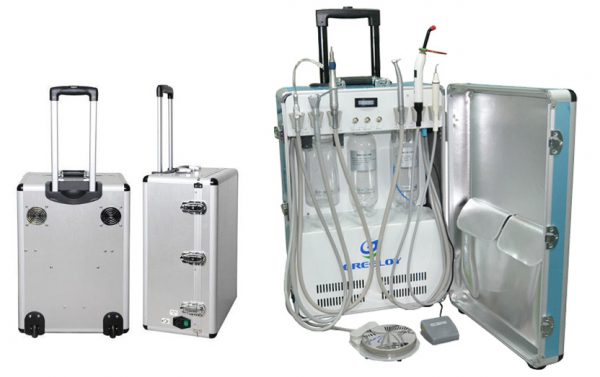 Deluxe Portable Dental Delivery Turbine Unit with 6 Holder Air Compressor Suitable Case and Handpiece Tubing GU-P206
