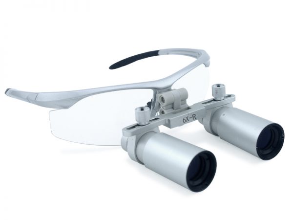 6.0x Loupos profissionais de ampliação com quadro esportivo de prata BP para odontologia, Cirúrgico, Joalheiro, ou hobby | Modelo de distância da pupila ajustável #DH6