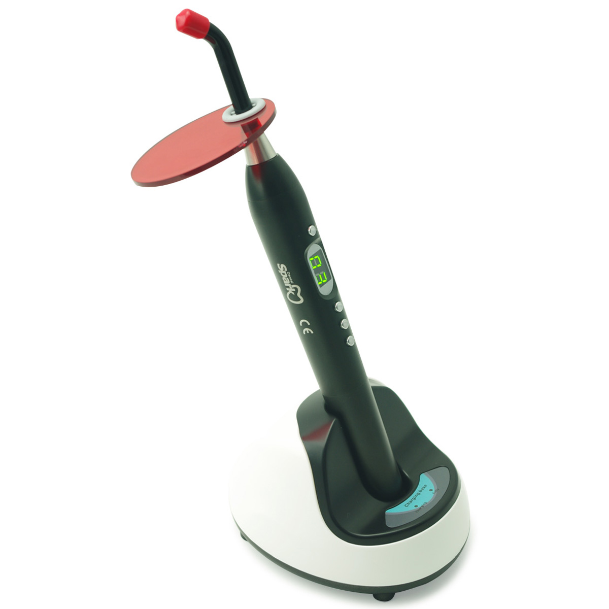 Lâmpada fotopolimerizadora odontológica sem fio Spark com corpo de alumínio e brilho ajustável - 1 Contagem 9 Ferramenta dentista profissional Watt Black Color