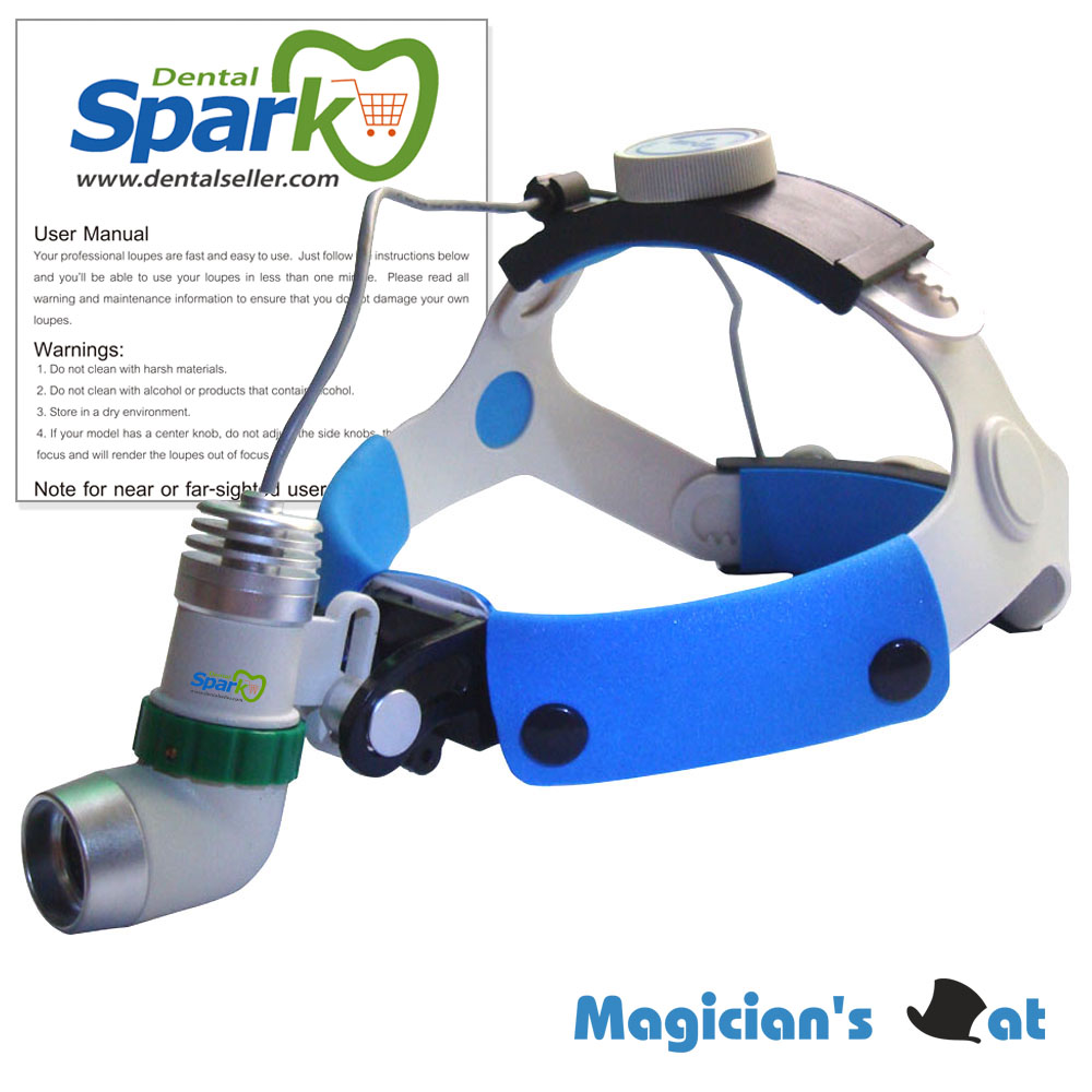 Spark légère 3 Watt LED Bandeau visiocasque lumière avec batterie rechargeable au lithium | Ampoule à haute intensité (15000-18000Lux), Réglable Spot Light, 5-7 heure d'exécution
