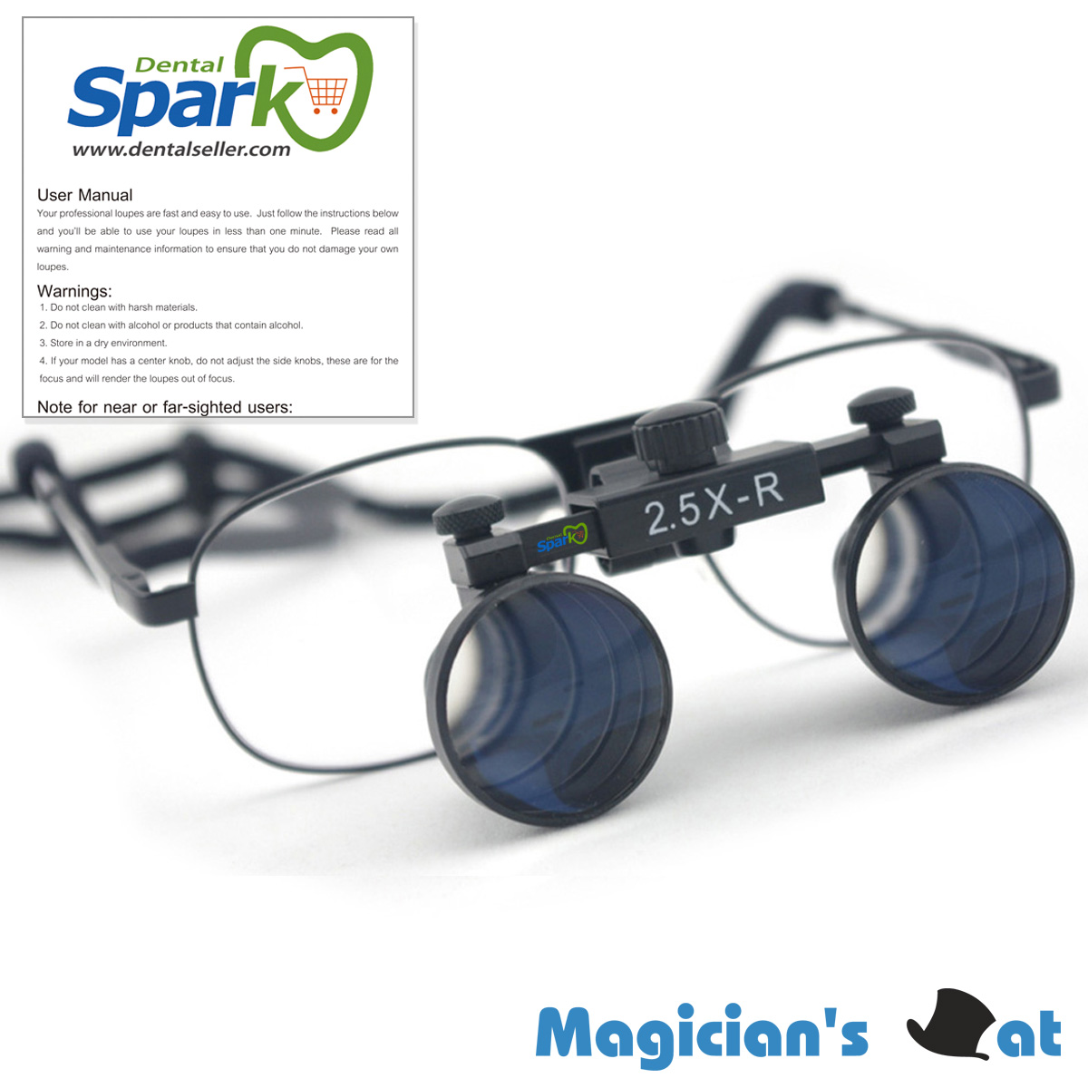 2.5 x Magnification Professional Dental Loupes by Spark Adjustable Pupil Distance Model #CM250