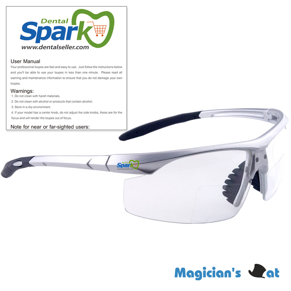 Slank zilver sportframe past op elke Spark BP kunststof sportframe tandheelkundige loepen