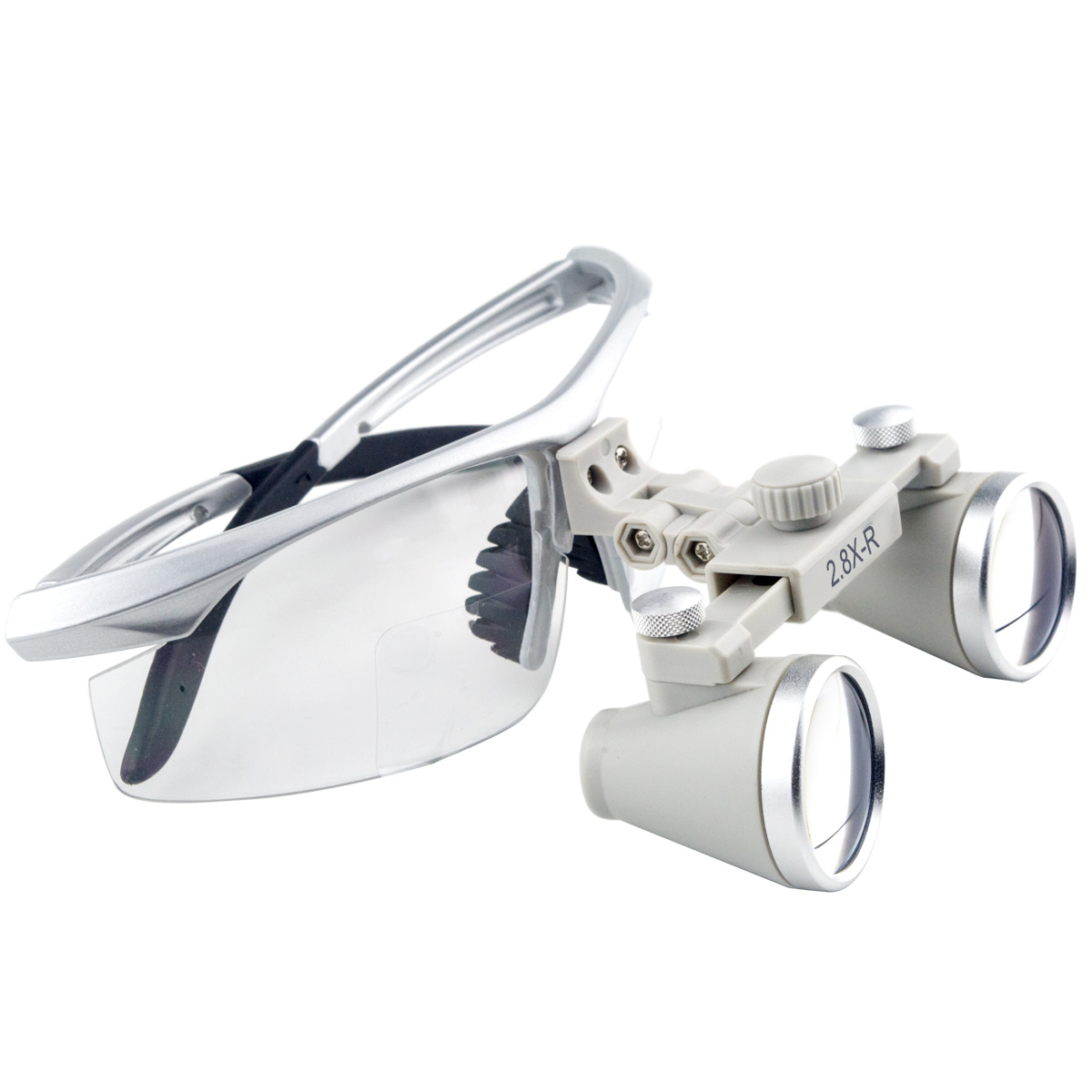 2.8 x Magnification Professional Dental Loupes Silver BP Sports Frame and Adjustable Pupil Distance Model #SH2.8