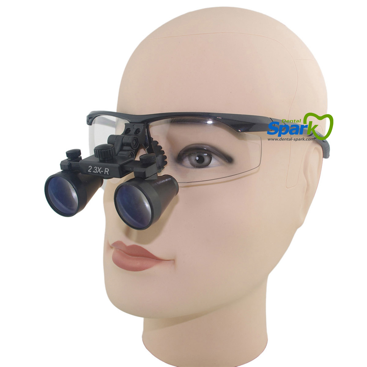 2.3 x Magnification Professional Dental Loupes by Spark Black BP Sports Frame and Adjustable Pupil Distance Model #SM2.3