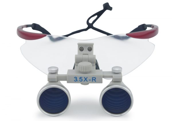 3.5x Magnification Spark Professional Dental Loupes with Red TP Sports Frame | Adjustable Pupil Distance Model #CH350M