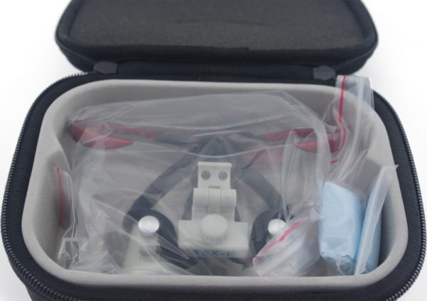 3.5x Magnification Spark Professional Dental Loupes with Red TP Sports Frame | Adjustable Pupil Distance Model #CH350M