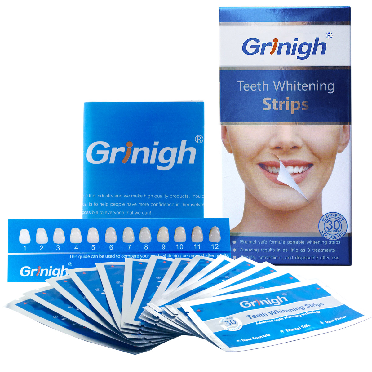 Grin365 Bright Touch Tandblekning Strips med färsk mynta Flavor - 7 behandlingar