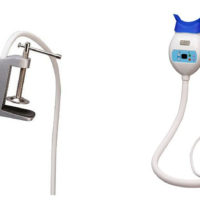 Teeth Whitening clip Dental System LED sul desktop con la luce 2 occhiali e 20 colori Shadeguide