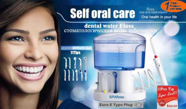 Irrigateur oral dentaire WaterFlosser Plus 11 embouts de jet d'eau et réservoir d'eau de 1000 ml