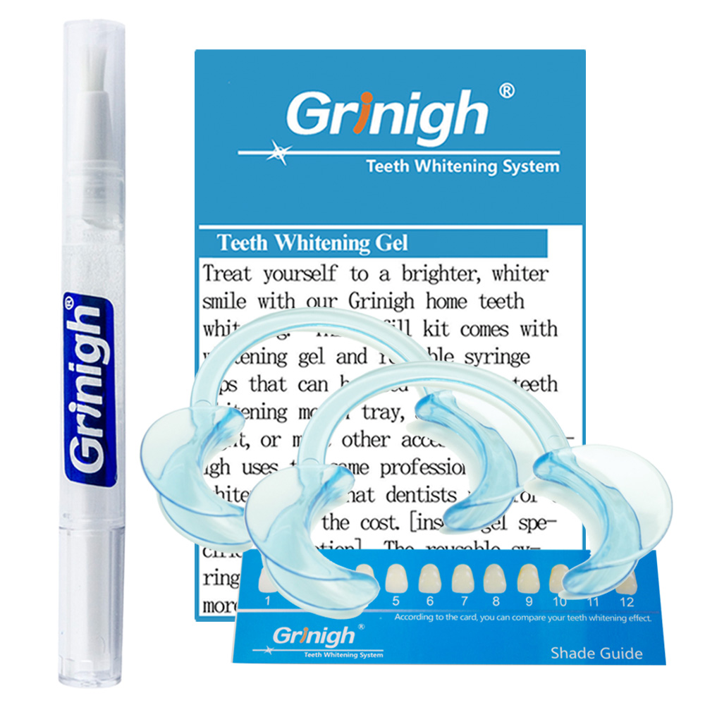 Grin365 Bærbare Tænder Whitening Gel penapplikator med 2 Dental kind og læbe retraktorer - 10 Behandlinger