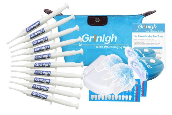 Grin365 Home Teeth Whitening System with LED Accelerator Lights - Convenience 2 Person Kit