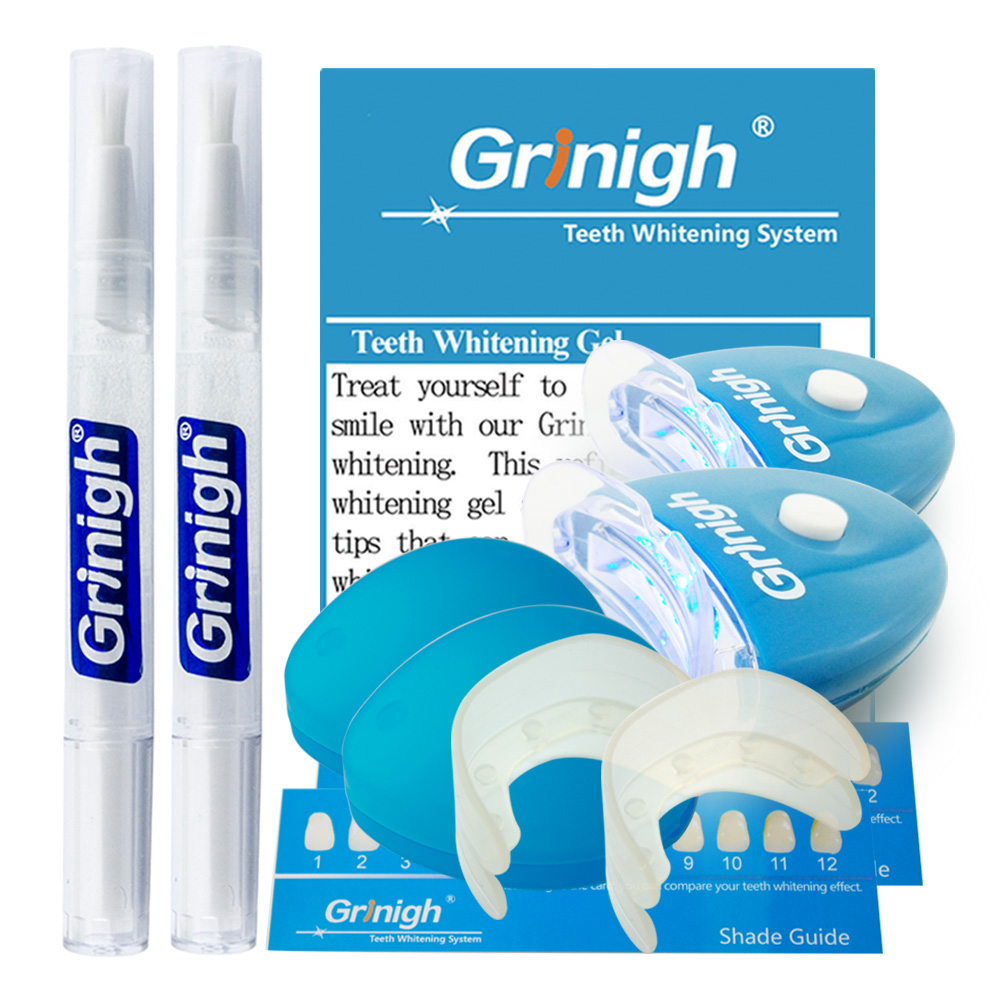 Grin365 preciso Branco 2 Pessoa Teeth Whitening aplicador Kit com a boca Bandejas