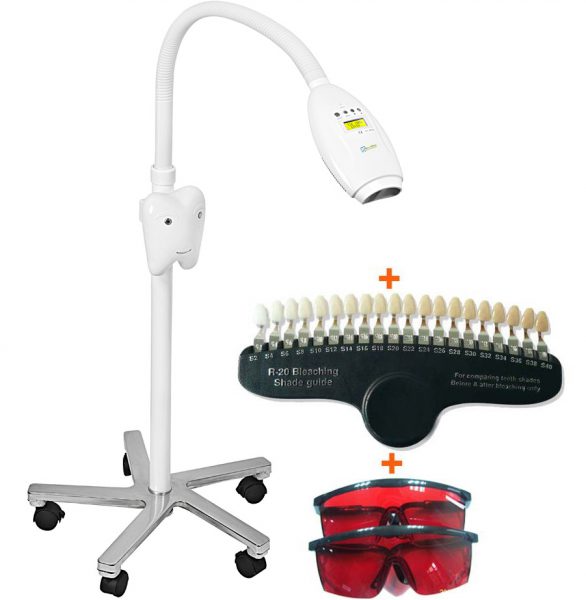 Dental LED Bleach Lamp Tooth Beauty Bleaching Cosmetic System with 2 Goggles 20 Colors Shade Guide